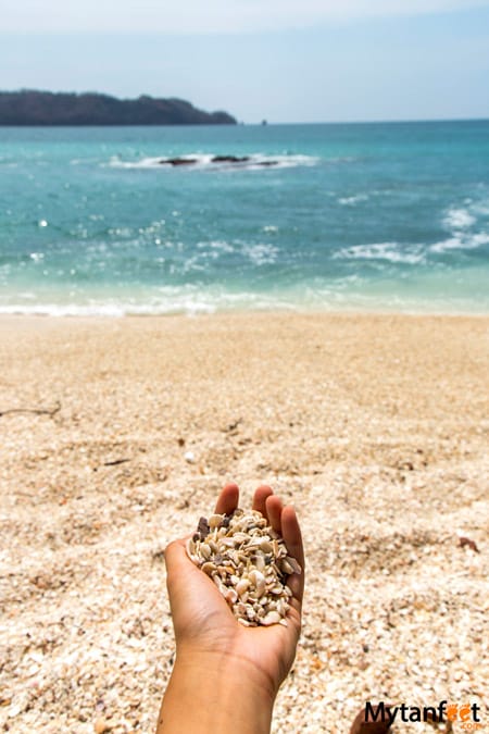 The shell beach in Costa Rica