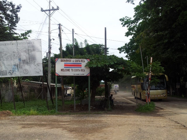 crossing the border between costa rica and nicaragua - entering Costa Rica