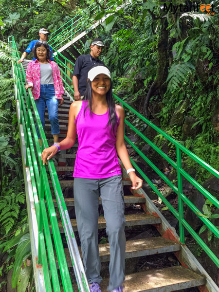 Walking down the steps 