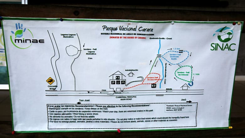 carara national park - trails map