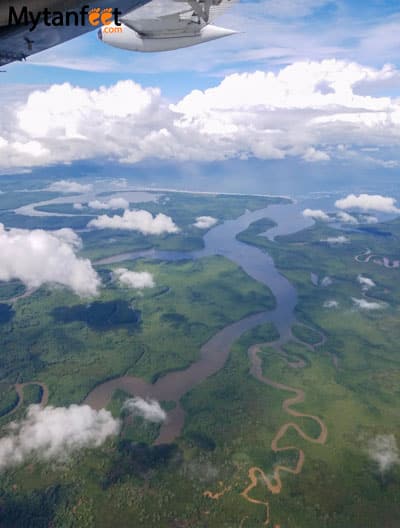 Flying San Jose to Quepos - views of Puerto Jimenez