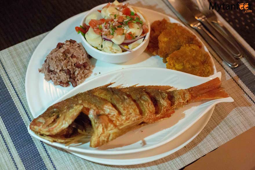 Whole fried red snapper at the Nasu Restaurant of Bahia del Sol