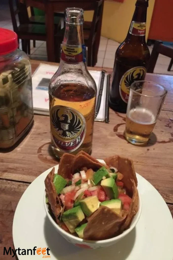 Imperial beer and chifrijo in Costa Rica