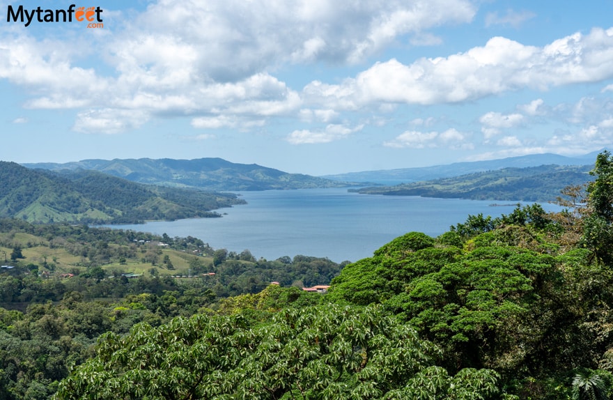 Sky adventures in La Fortuna - view from the mirador on the hanging bridges walk of Lake Arenal 