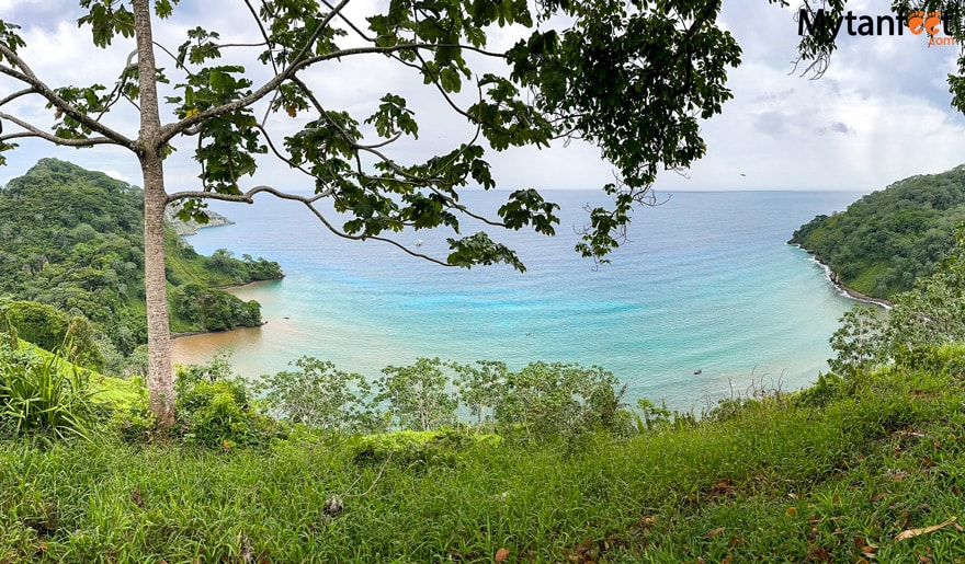Cocos Island National Park - View of Chatham Bay from the Mirador Aguacate viewpoint 