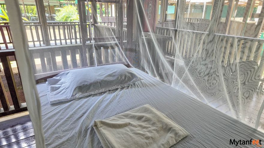 the bed
